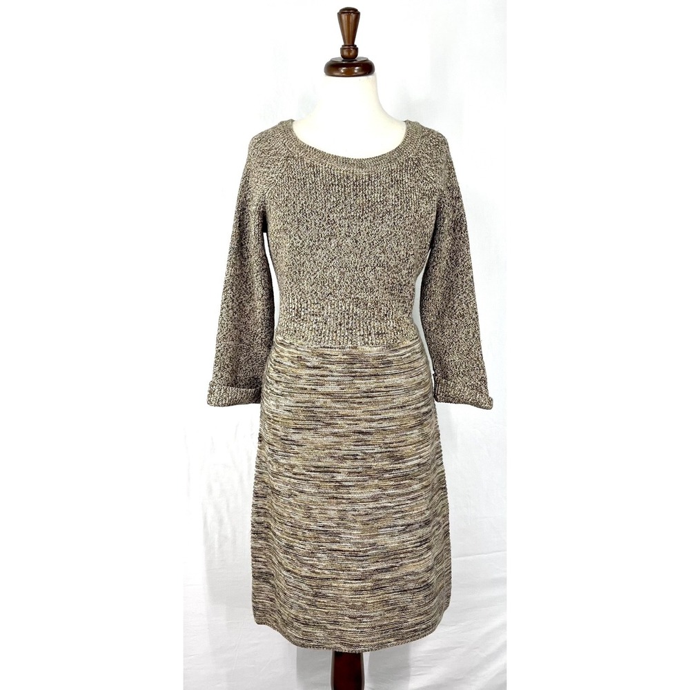 EUC Maggy London Womens Brown Marl Merino Wool Blend Knit Sweater Dress Size XL